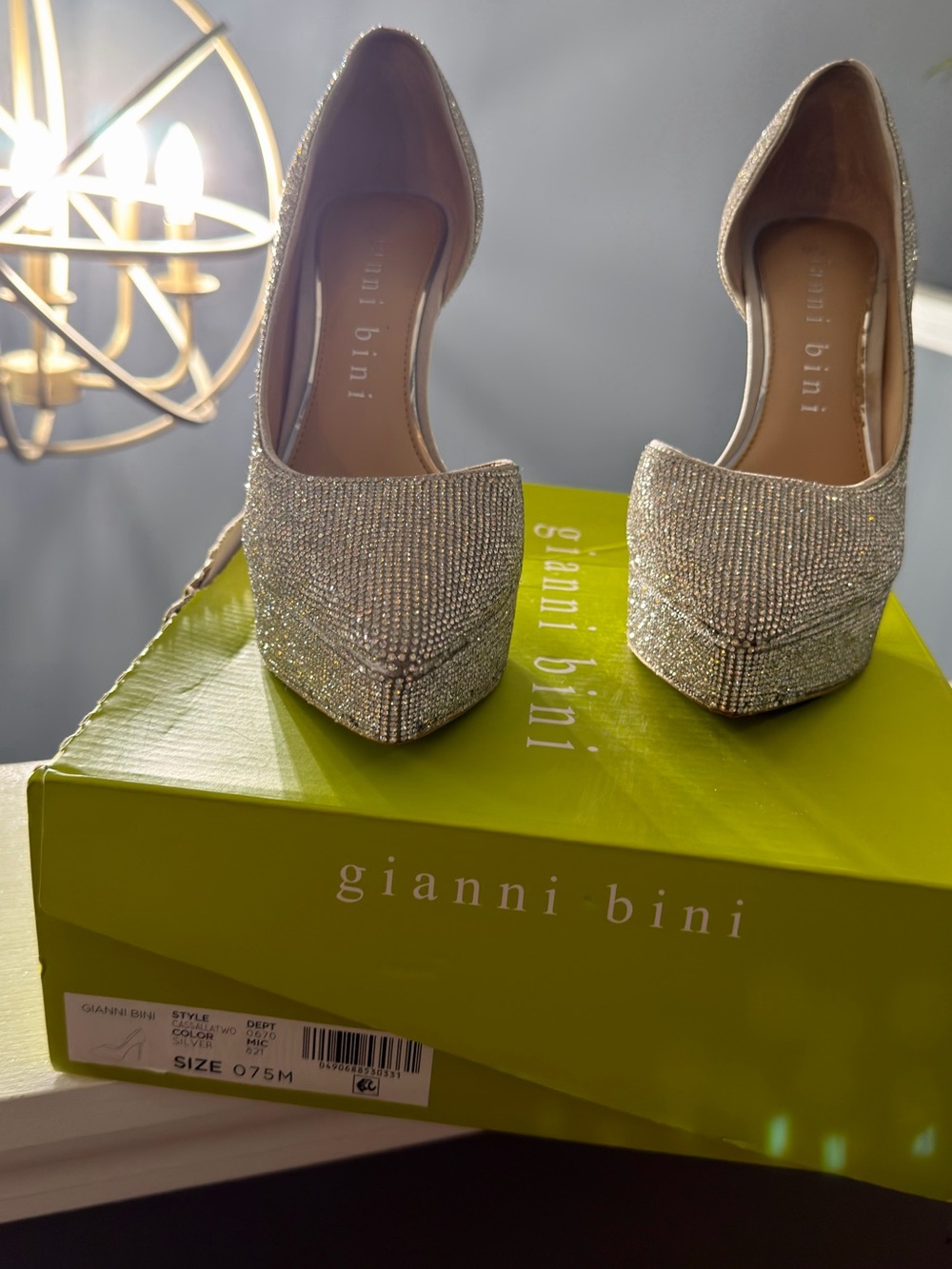 Gianni Bini Silver Crystal Platform Pumps